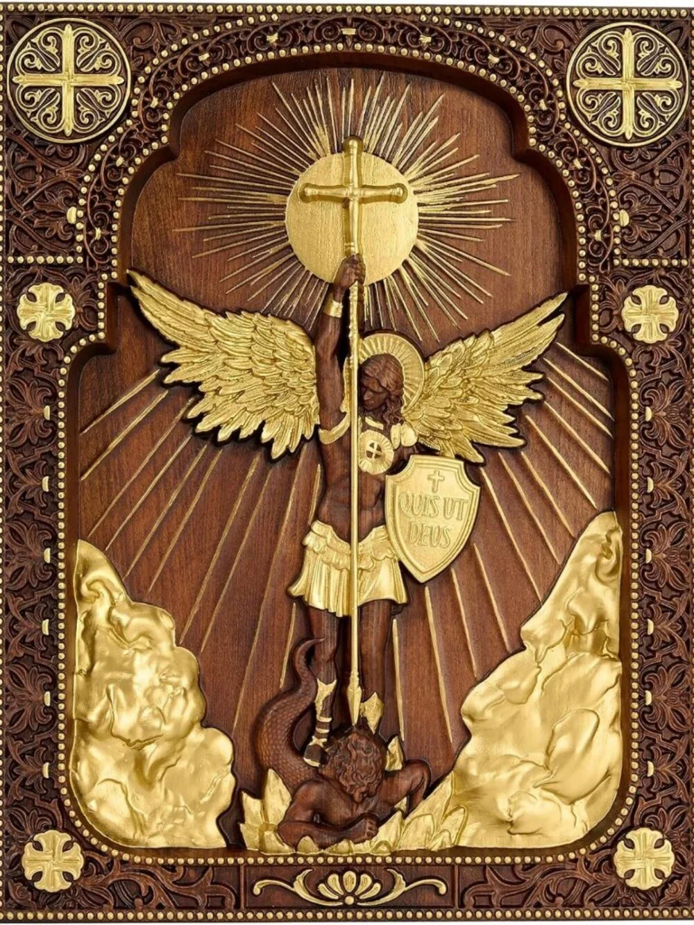 10-Inch Wooden Archangel Michael Wall Decor - Spiritual Home Accent Statue